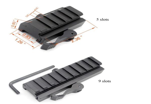 20 mm picatinnyweaver rail baese 5 9 slots qd quick release riser scope mount adapter 1202891
20 mm picatinnyweaver rail baese 5 9 slots qd quick release riser scope mount adapter 1202891