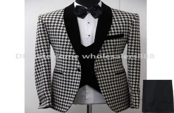 new style groomsmen houndstooth groom tuxedos shawl black lapel men suits side vent weddingprom man jacketpantsvesttie 8788570, Black;gray
new style groomsmen houndstooth groom tuxedos shawl black lapel men suits side vent weddingprom man jacketpantsvesttie 8788570, Black;gray