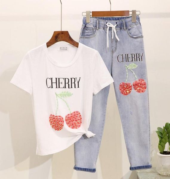 shirts women 2021 summer fashion beading cherry print cotton short sleeve tees elastic waist nine points jeans two piece set wom4977606, White
shirts women 2021 summer fashion beading cherry print cotton short sleeve tees elastic waist nine points jeans two piece set wom4977606, White