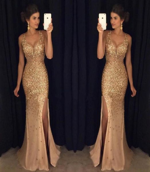 bling new gold mermaid evening dresses wear v neck crystal beading side split tulle illusion sheer party evening gowns prom d5337880, Black;red
bling new gold mermaid evening dresses wear v neck crystal beading side split tulle illusion sheer party evening gowns prom d5337880, Black;red