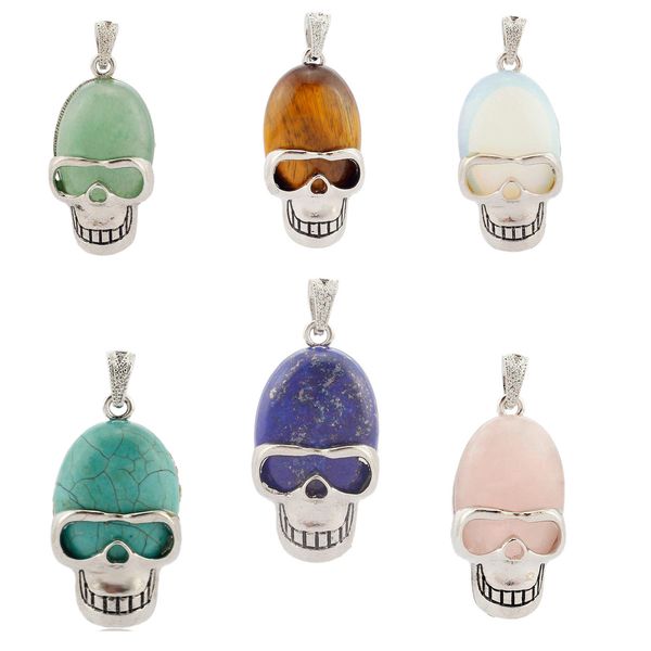 jln fashion skull gemstone pendant turquoise quartz amethyst skeleton with 18 inches brass chain necklace, Silver
jln fashion skull gemstone pendant turquoise quartz amethyst skeleton with 18 inches brass chain necklace, Silver