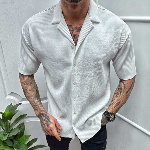 men's casual shirts leisure solid color ribbed shirts men clothes fashion short sleeve lapel button shirt 2023 spring summer men's, White;black
men's casual shirts leisure solid color ribbed shirts men clothes fashion short sleeve lapel button shirt 2023 spring summer men's, White;black