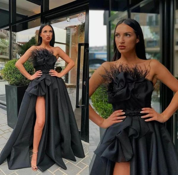 black prom dresses 2022 strapless satin feather a line high split evening dress custom made sweep train formal party gowns cocktai4366484
black prom dresses 2022 strapless satin feather a line high split evening dress custom made sweep train formal party gowns cocktai4366484