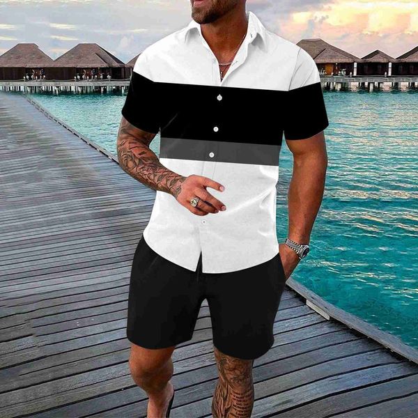 men's t-shirts fashion two piece set men short sleeve lapel color block print shirt and shorts loose suits summer casual outfits mens c, White;black
men's t-shirts fashion two piece set men short sleeve lapel color block print shirt and shorts loose suits summer casual outfits mens c, White;black