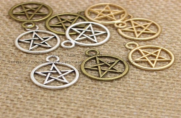 

pulchritude three color vintage metal alloy pentagram charms jewelry pendant charms findings 50pcs 2025mm t03373902991, Bronze;silver
