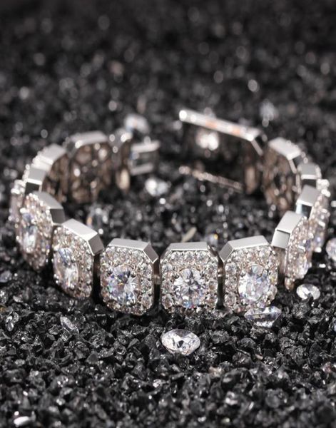 iced out chain bracelet square mens silver gold bracelets fashion hip hop jewelry6584434, Black