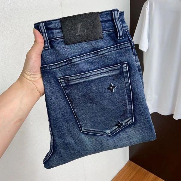 designer luxury men's jeans line patch wash printed motorcycle retro color stretch casual pants, Blue
designer luxury men's jeans line patch wash printed motorcycle retro color stretch casual pants, Blue