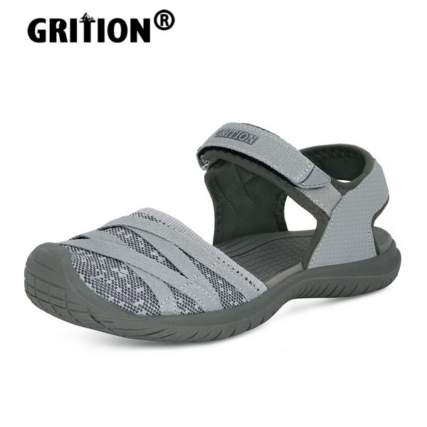 sandals grition women sandals casual outdoor shoes closed toe flat heels elastic fabric fashion 36-41 ladies trekking hiking 230714, Black