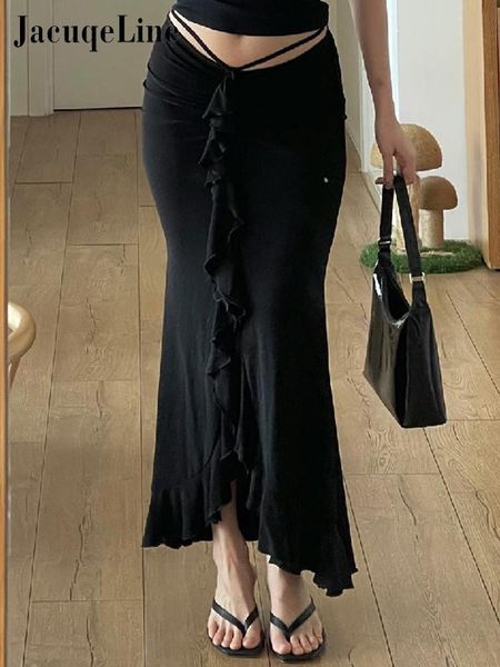 skirts jacuqeline street chic ruffles slim long low waist black y2k clothes lace up elegant bodycon maxi skirt 2023 summer 230714
skirts jacuqeline street chic ruffles slim long low waist black y2k clothes lace up elegant bodycon maxi skirt 2023 summer 230714