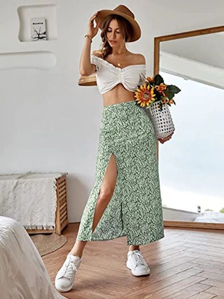 two piece dress arrival summer floral skirt for women with cross border a line and high waist 230715, White
two piece dress arrival summer floral skirt for women with cross border a line and high waist 230715, White