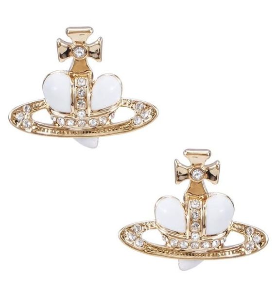 queen mother enamel lacquer love saturn stud earrings nana european punk3016098, Silver