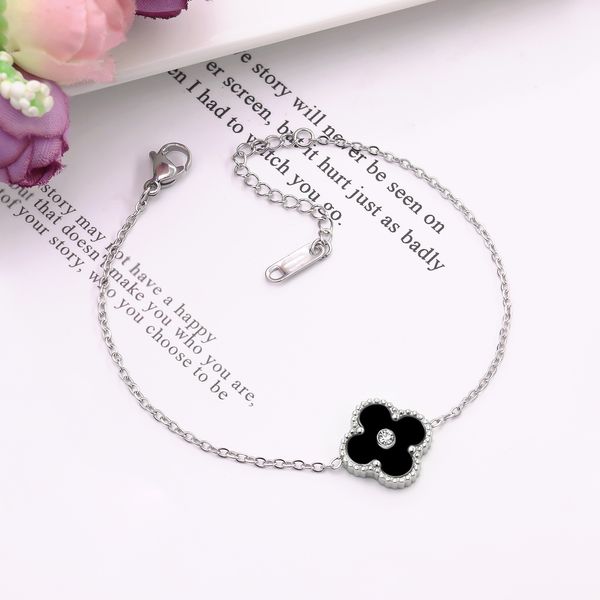 design white black green clover charm bracelet women stainless steel jewelry for gift, Golden;silver
design white black green clover charm bracelet women stainless steel jewelry for gift, Golden;silver