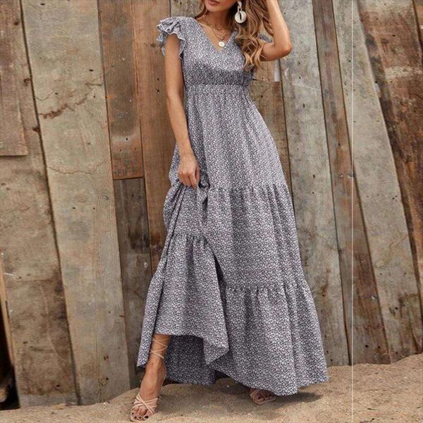 v neck commuter printed short sleeve waist controlled long dress bohemian, Black;gray
v neck commuter printed short sleeve waist controlled long dress bohemian, Black;gray