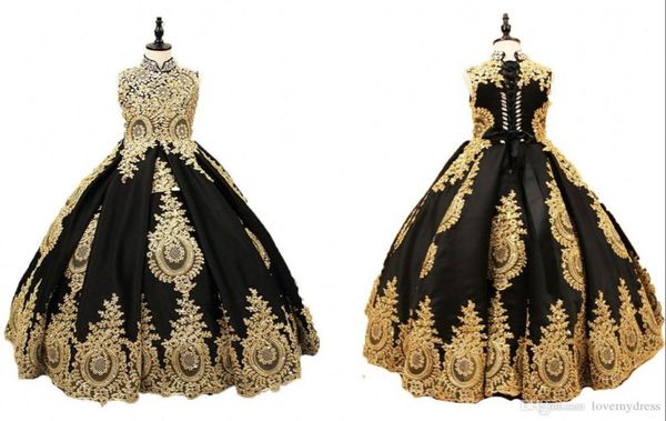 black and gold lace flower girls dress 2019 high neck with corset back crystal ball gown designer first communion pageant dre5749920, White;blue
black and gold lace flower girls dress 2019 high neck with corset back crystal ball gown designer first communion pageant dre5749920, White;blue
