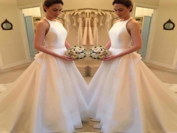 2019 halter neck sleevesless wedding dresses a line satin long sweep bridal gowns formal dresses8503343, White
2019 halter neck sleevesless wedding dresses a line satin long sweep bridal gowns formal dresses8503343, White