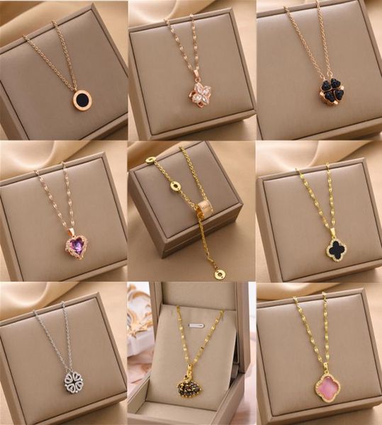 four leaf flower necklaces not fade titanium steel love heart roman numerals letter animal design pendant fashion rhinestone choke7741777, Silver
four leaf flower necklaces not fade titanium steel love heart roman numerals letter animal design pendant fashion rhinestone choke7741777, Silver