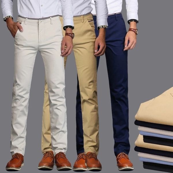 men s pants 6 colors spring autumn slim casual fashion business cotton brand thin trousers classic style 230715, Black
men s pants 6 colors spring autumn slim casual fashion business cotton brand thin trousers classic style 230715, Black