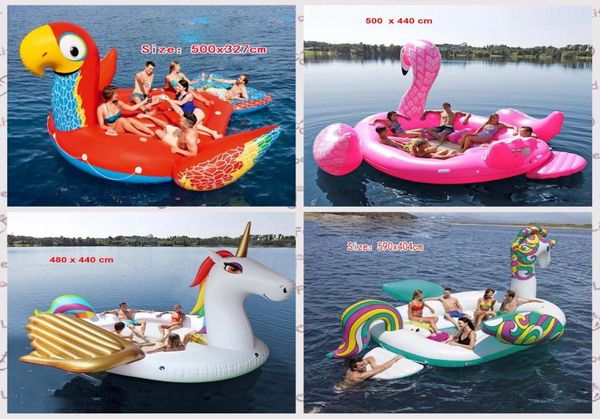 

summer 6 person huge inflatable unicorn parrot flamingo pool boat giant pegasus floating row water floats with colorful printing1903354