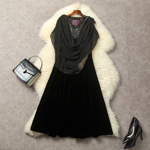 european and american women's dress 2023 summer new style sleeveless heavy iron drill flower embroidery fashion black dress, Black;gray
european and american women's dress 2023 summer new style sleeveless heavy iron drill flower embroidery fashion black dress, Black;gray