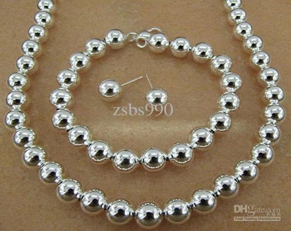 plated 925 sterling silver 6mm bead chain necklace bracelet stud earrings fashion jewelry set 5setlot8044636, Black
plated 925 sterling silver 6mm bead chain necklace bracelet stud earrings fashion jewelry set 5setlot8044636, Black