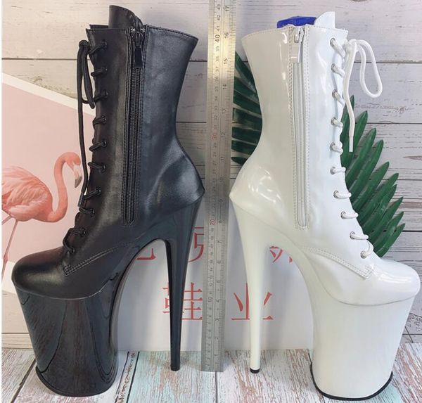 2023 new super high heel 23cm front lace up women round head white low leg knight boots short leg fashion boots, Black
2023 new super high heel 23cm front lace up women round head white low leg knight boots short leg fashion boots, Black