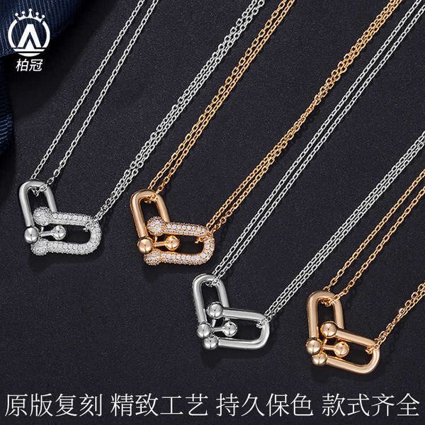 designer new tiffay u-shaped pendant necklace double ring horseshoe buckle layer small chain women, Silver
designer new tiffay u-shaped pendant necklace double ring horseshoe buckle layer small chain women, Silver