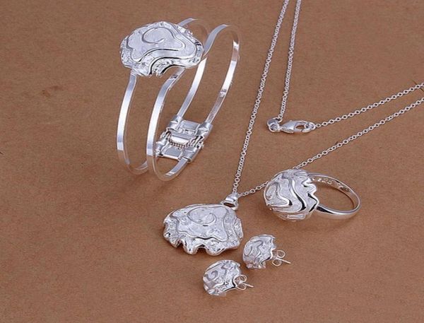 52g fashion design rose shape 925 silver plate necklace bracelet earring ring set fit womensilver plated jewelry dms8225589, Black
52g fashion design rose shape 925 silver plate necklace bracelet earring ring set fit womensilver plated jewelry dms8225589, Black