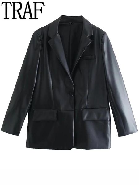 jackets traf 2022 black faux leather blazer women masculine women's blazer set office casual blazer woman fall long sleeve female jacke, Black;brown
jackets traf 2022 black faux leather blazer women masculine women's blazer set office casual blazer woman fall long sleeve female jacke, Black;brown
