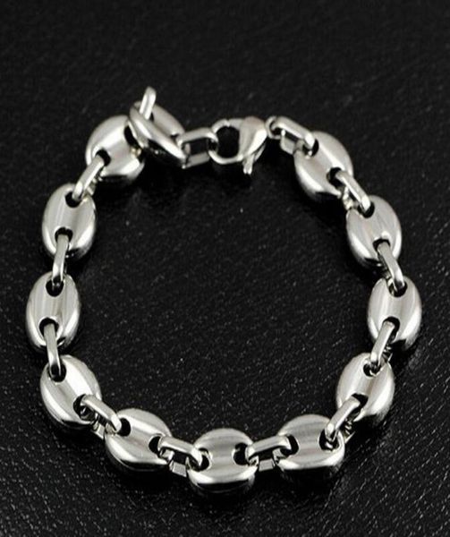 866 10mm wide shiny coffee beans link chain bracelet stainless steel silver for men5755415, Black
866 10mm wide shiny coffee beans link chain bracelet stainless steel silver for men5755415, Black