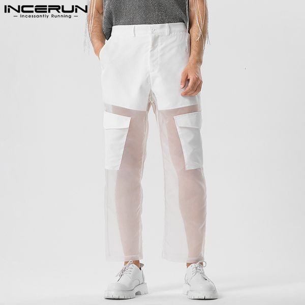 men's pants men mesh patchwork button streetwear transparent straight trousers 2023 pockets joggers fashion pantalon s 5xl incerun 2307, Black
men's pants men mesh patchwork button streetwear transparent straight trousers 2023 pockets joggers fashion pantalon s 5xl incerun 2307, Black
