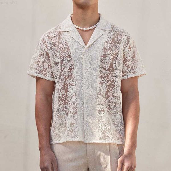 men's casual shirts luxury men's clothing transparent embroidery mesh lace shirts vintage buttoned lapel short sleeve see through, White;black
men's casual shirts luxury men's clothing transparent embroidery mesh lace shirts vintage buttoned lapel short sleeve see through, White;black