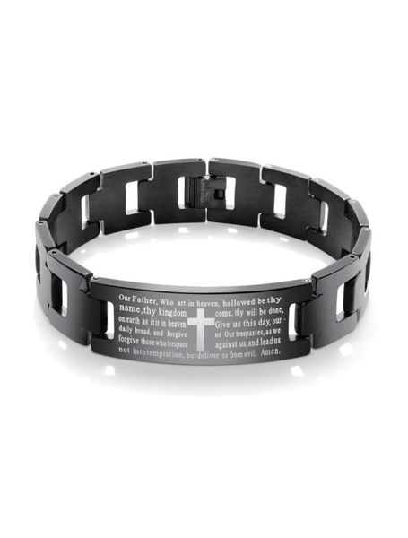 men039s black biker heavy chain lord039s prayer cross bracelet in stainless steel9291321, Golden;silver
men039s black biker heavy chain lord039s prayer cross bracelet in stainless steel9291321, Golden;silver