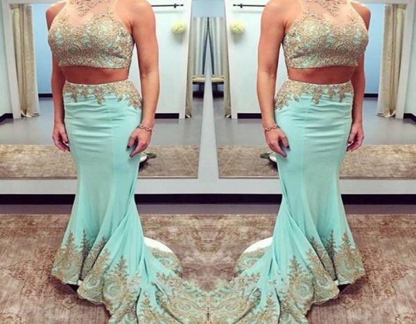two pieces dresses party evening gowns sheer neck gold applique mermiad prom dresses sweep train satin celebrity formal homecoming3602736, Black
two pieces dresses party evening gowns sheer neck gold applique mermiad prom dresses sweep train satin celebrity formal homecoming3602736, Black