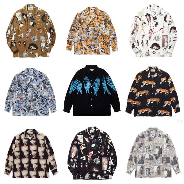men's tshirts long sleeve multi color wacko maria shirt summer hawaii shirts men women casual beach holiday 230715, White;black
men's tshirts long sleeve multi color wacko maria shirt summer hawaii shirts men women casual beach holiday 230715, White;black