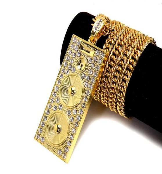 

hip hop classics rapper mens 18k real gold plated hip hop dj speaker voice box pendants chain necklaces jewelry5843834, Silver