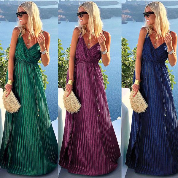 cross border european and american spring summer strap pleated dress ins lace up loose big hem, Black;gray
cross border european and american spring summer strap pleated dress ins lace up loose big hem, Black;gray