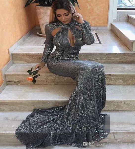 new designer gray mermaid prom dresses high neck long sleeves sequined sweep train evening dress party wear formal dress robe6792166, Black;red
new designer gray mermaid prom dresses high neck long sleeves sequined sweep train evening dress party wear formal dress robe6792166, Black;red