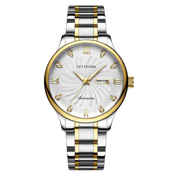 men's watch diamond automatic mechanical 40mm gold luminous waterproof wristwatch, Slivery;black
men's watch diamond automatic mechanical 40mm gold luminous waterproof wristwatch, Slivery;black