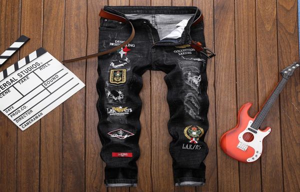 men039s ripped jeans fashion badges patchwork skinny pencil trousers pants for male patches black men jean8306860, Blue
men039s ripped jeans fashion badges patchwork skinny pencil trousers pants for male patches black men jean8306860, Blue