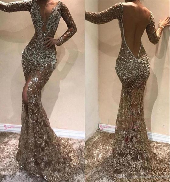 deep v neck long sleeves sequins mermaid long evening dresses beaded sheer mesh split backless formal party prom dresses bc0979043947, Black;red
deep v neck long sleeves sequins mermaid long evening dresses beaded sheer mesh split backless formal party prom dresses bc0979043947, Black;red