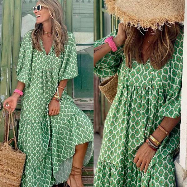 swimwear 2022 summer boho long dress women floral print puff sleeve loose maxi dresses elegant vneck holiday party beach dress vestidos, White;black
swimwear 2022 summer boho long dress women floral print puff sleeve loose maxi dresses elegant vneck holiday party beach dress vestidos, White;black