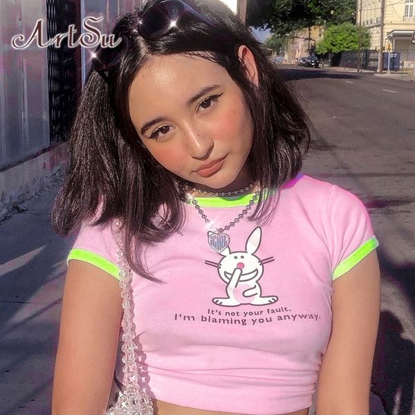 women's t shirt artsu rabbit print casual tshirts y2k cotton fashion korean streetwear summer pink crop tees basic t shirt women clothi, White
women's t shirt artsu rabbit print casual tshirts y2k cotton fashion korean streetwear summer pink crop tees basic t shirt women clothi, White
