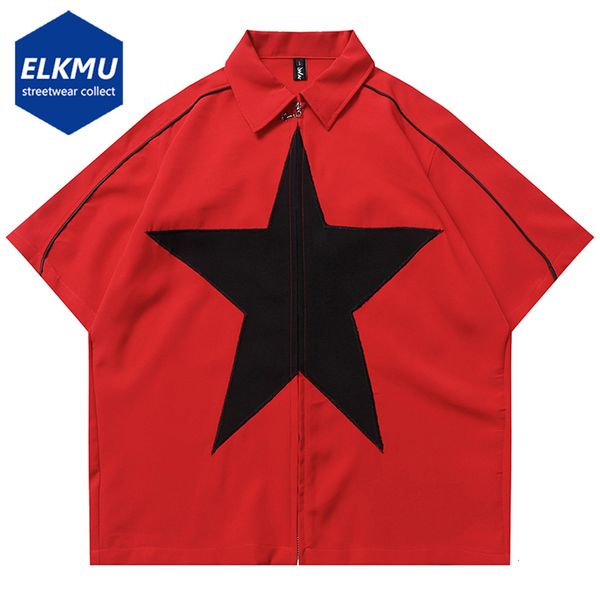men's casual shirts star splicing oversized harajuku streetwear hip hop men fashion loose zip up blouse y2k red black summer 230715, White;black
men's casual shirts star splicing oversized harajuku streetwear hip hop men fashion loose zip up blouse y2k red black summer 230715, White;black