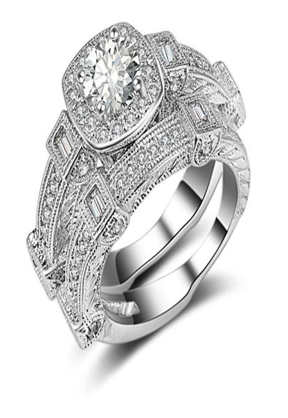 2 pieces ring set 4prong settings 18k white gold filled couple rings womens mens jewelry wedding bridal accessories size 67894512242, Silver
2 pieces ring set 4prong settings 18k white gold filled couple rings womens mens jewelry wedding bridal accessories size 67894512242, Silver