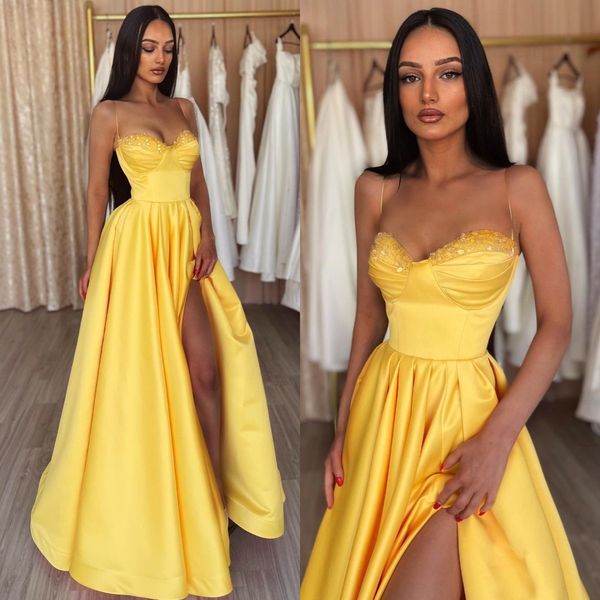 elegant a line yellow prom dresses sequins collar evening gowns pleats slit formal long special occasion party dress, Black
elegant a line yellow prom dresses sequins collar evening gowns pleats slit formal long special occasion party dress, Black