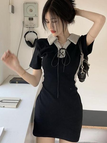 basic casual dresses qweek korean bodycon tshirt dres wrap polo collar short sleeve summer kpop streetwear design 230715, Black;gray
basic casual dresses qweek korean bodycon tshirt dres wrap polo collar short sleeve summer kpop streetwear design 230715, Black;gray