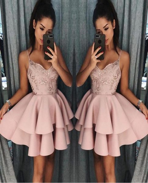 dusty rose short homecoming dresses 2018 fall spaghetti straps a line layers cocktail dress lace sequins mini prom gowns ba4125357, Blue;pink
dusty rose short homecoming dresses 2018 fall spaghetti straps a line layers cocktail dress lace sequins mini prom gowns ba4125357, Blue;pink
