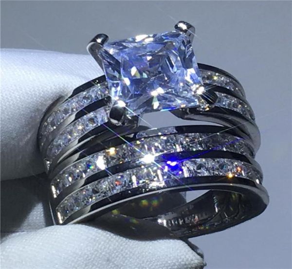 luxury bridal ring sets 925 sterling silver princess cut 3ct diamond cz engagement wedding band ring for women finger jewelry9784344, Slivery;golden
luxury bridal ring sets 925 sterling silver princess cut 3ct diamond cz engagement wedding band ring for women finger jewelry9784344, Slivery;golden
