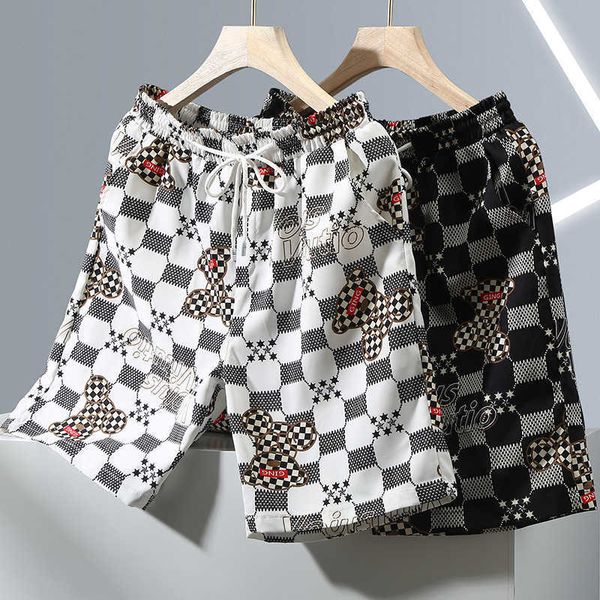 european version of couple's five piece pants ice silk plaid animated shorts men's half cut pants trendy printed casual pants slim, White;black
european version of couple's five piece pants ice silk plaid animated shorts men's half cut pants trendy printed casual pants slim, White;black