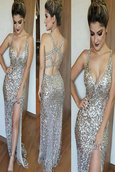 glamorous vneck sleeveless sequins mermaid 2017 prom dress front split criss cross straps backless floor length party dresse2586446, Black
glamorous vneck sleeveless sequins mermaid 2017 prom dress front split criss cross straps backless floor length party dresse2586446, Black
